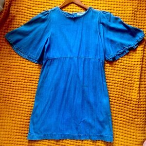 Zara denim flutter sleeve dress. Size small.